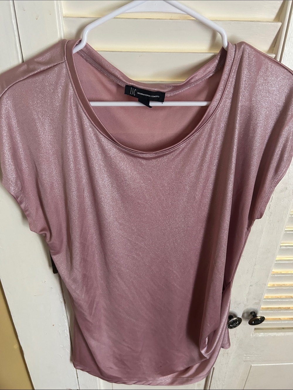 INC International Concepts Metallic Rose Short Sleeve Top